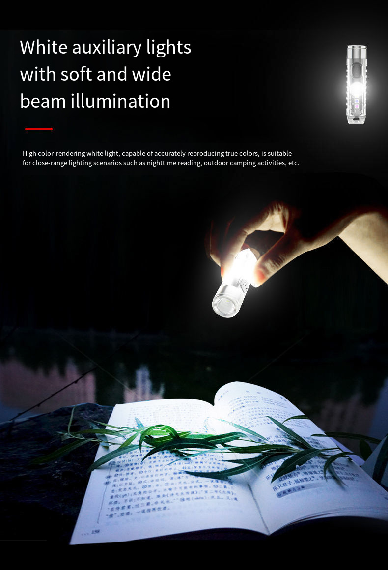 Mini linterna llavero recargable de 1 pieza con múltiples modos y base magnética: ideal para acampar y actividades al aire libre