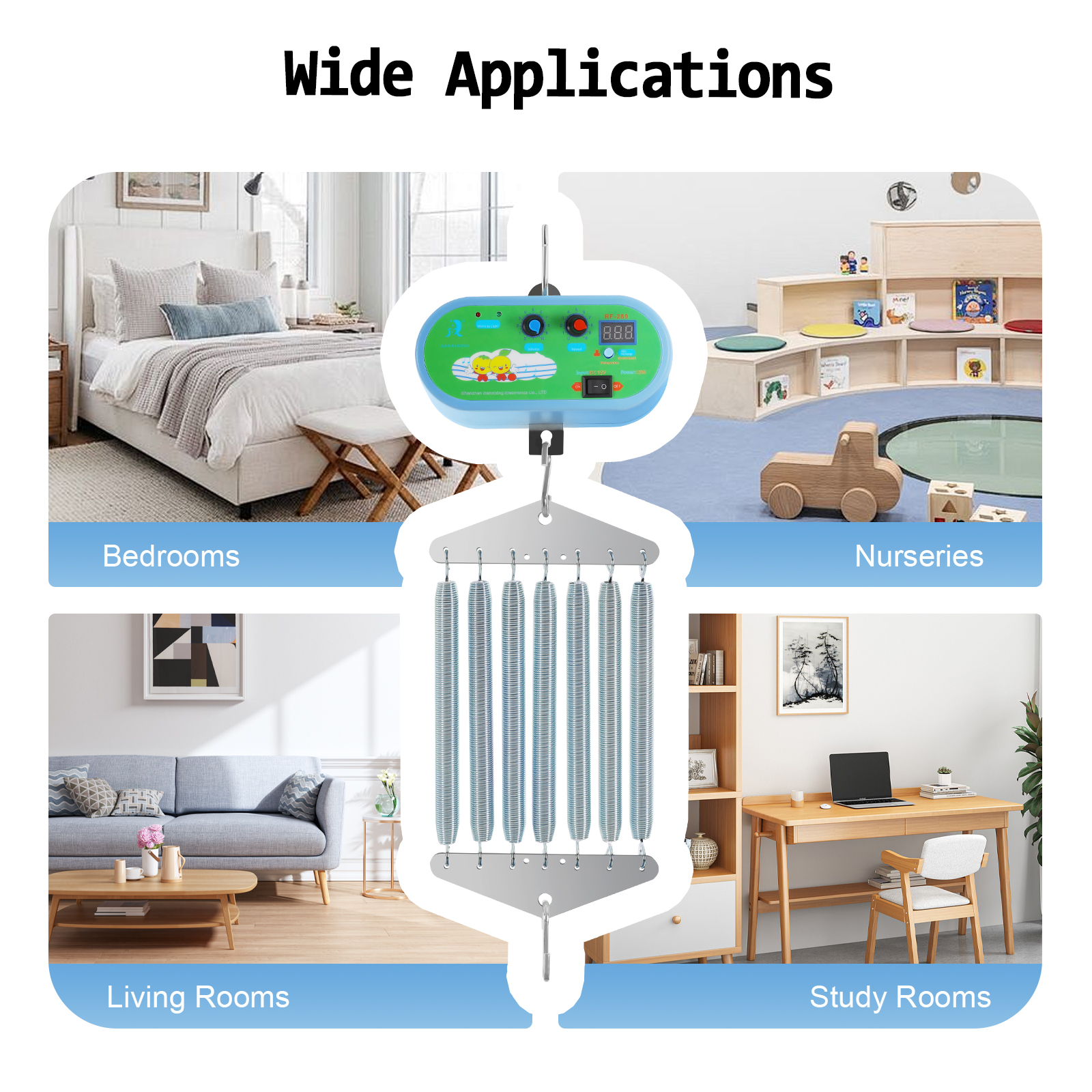 Controlador elétrico de balanço para bebês, carga de 19kg, controle de berço elétrico suspenso com temporizador ajustável, mola de balanço para rede de bebê