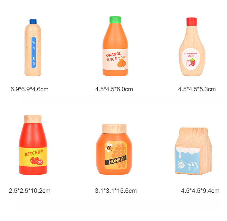 เล่นของเล่นไม้ชุดเครื่องดื่มอาหารของเล่นเด็ก Montessori เกมการศึกษาเด็กเลียนแบบไม้ของเล่นสําหรับ Girl Boy