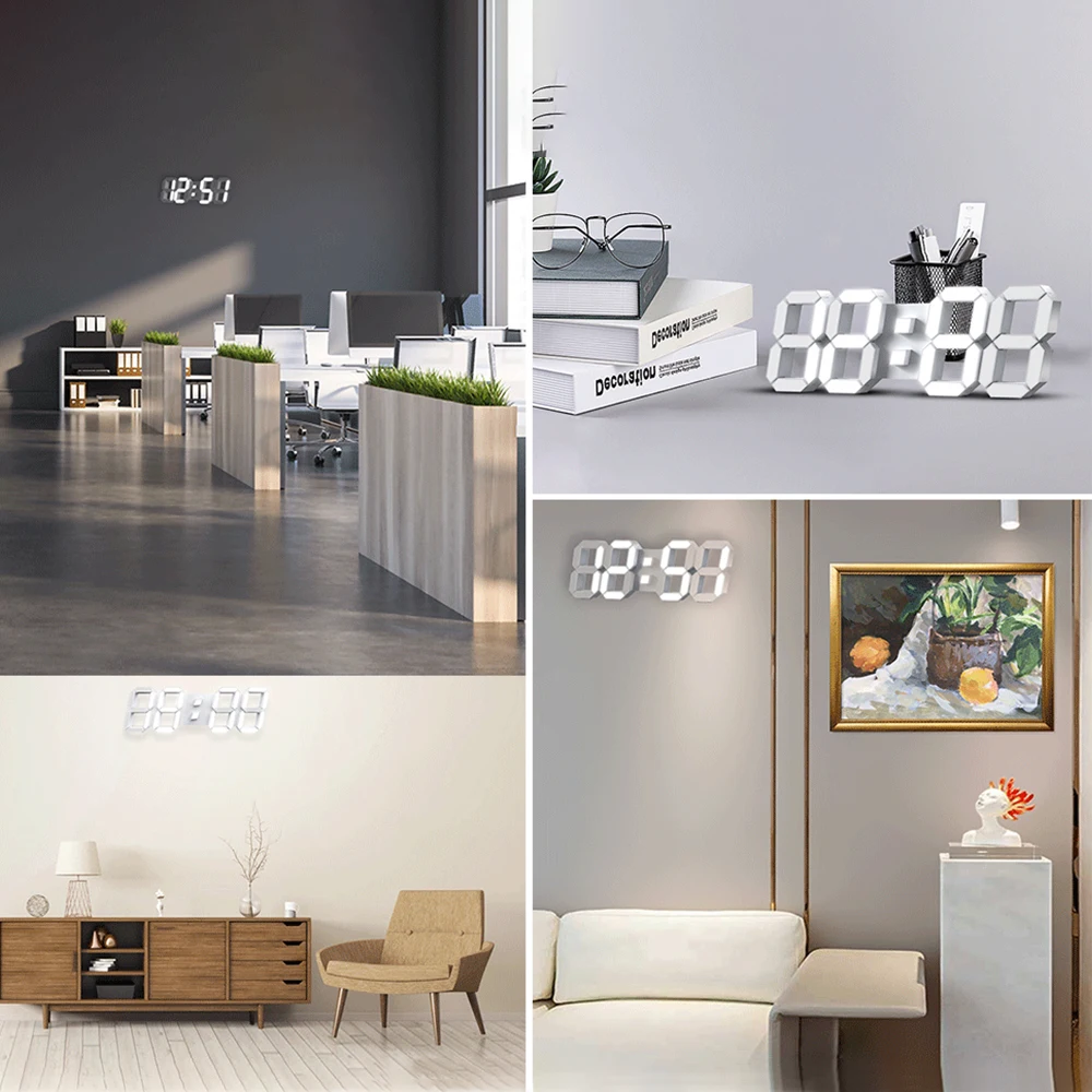 Reloj de pared LED 3D, reloj de pared Digital grande con Control remoto, despertador, pantalla de tiempo/fecha/temperatura, reloj de pared y mesa, diseño moderno