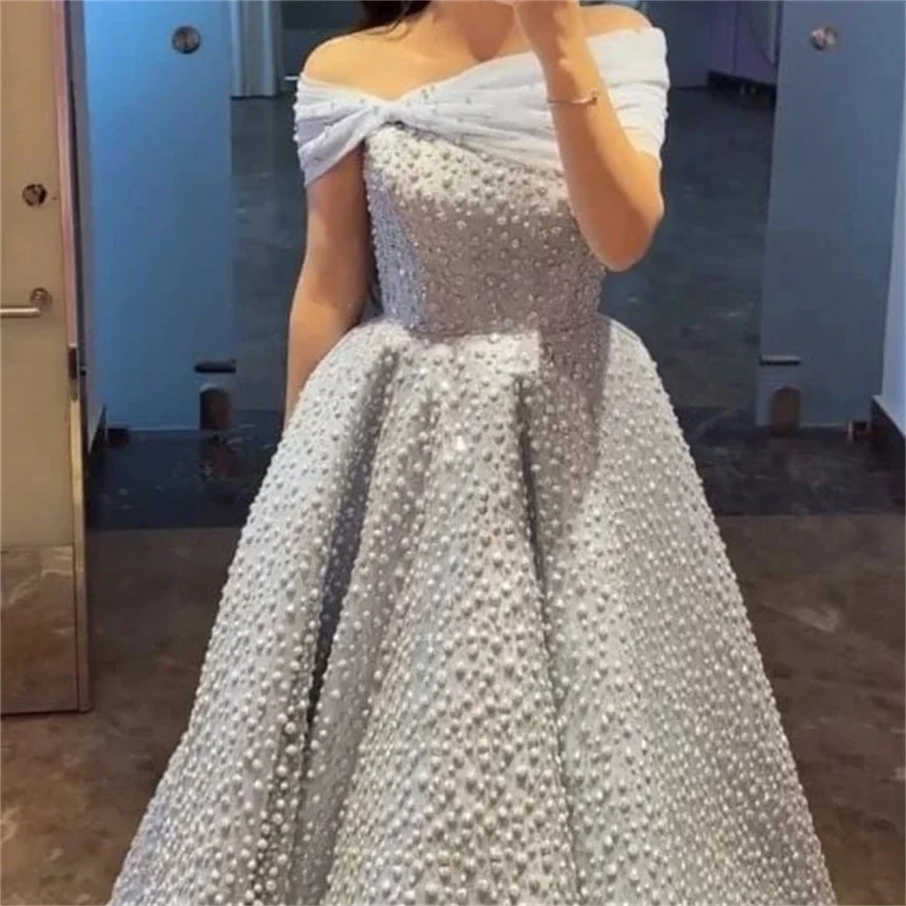 Personalizado jérsei beading vestido de baile de noite fora do ombro sob medida ocasião vestidos longos clássico requintado estilo moderno pastr