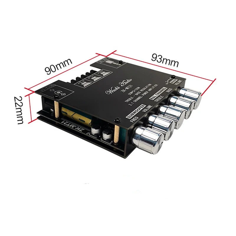ZK-MT21 2*50W+100W Bluetooth 5.0 Power Subwoofer Amplifier Board 2.1 Channel Class D Home Theater Audio Stereo Equalizer Amp