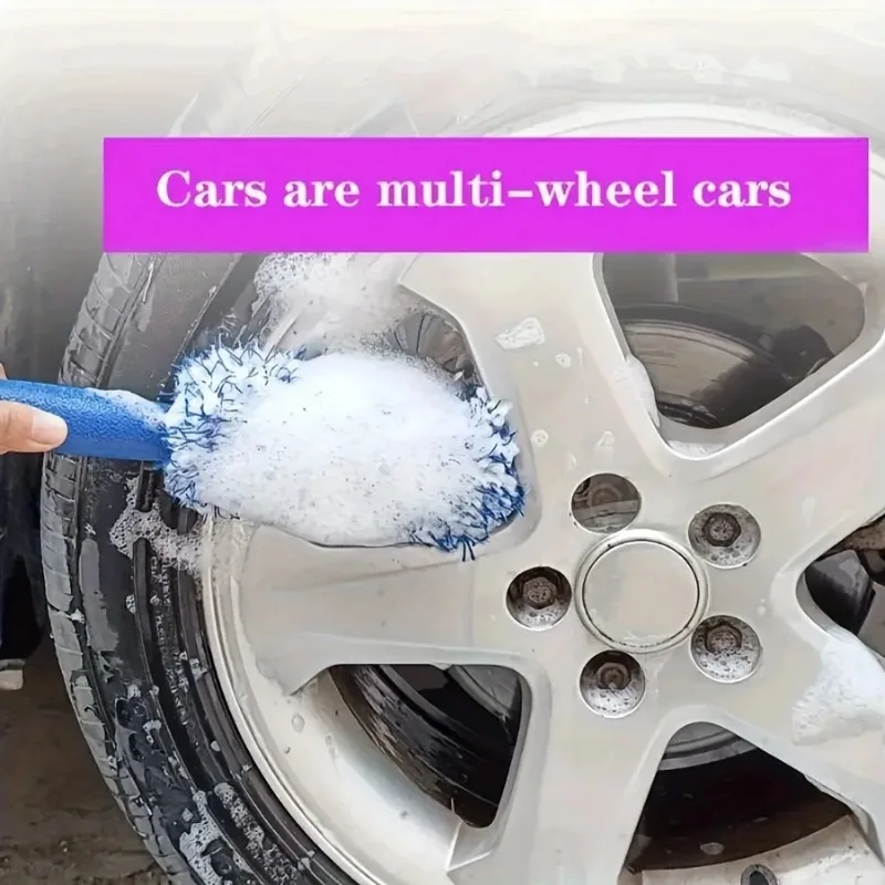 1 pz spazzola per pulizia auto portatile peluche pneumatici e cerchioni accessori per la cura dell'auto strumento spazzola multifunzionale spazzola per ruote per pulizia auto