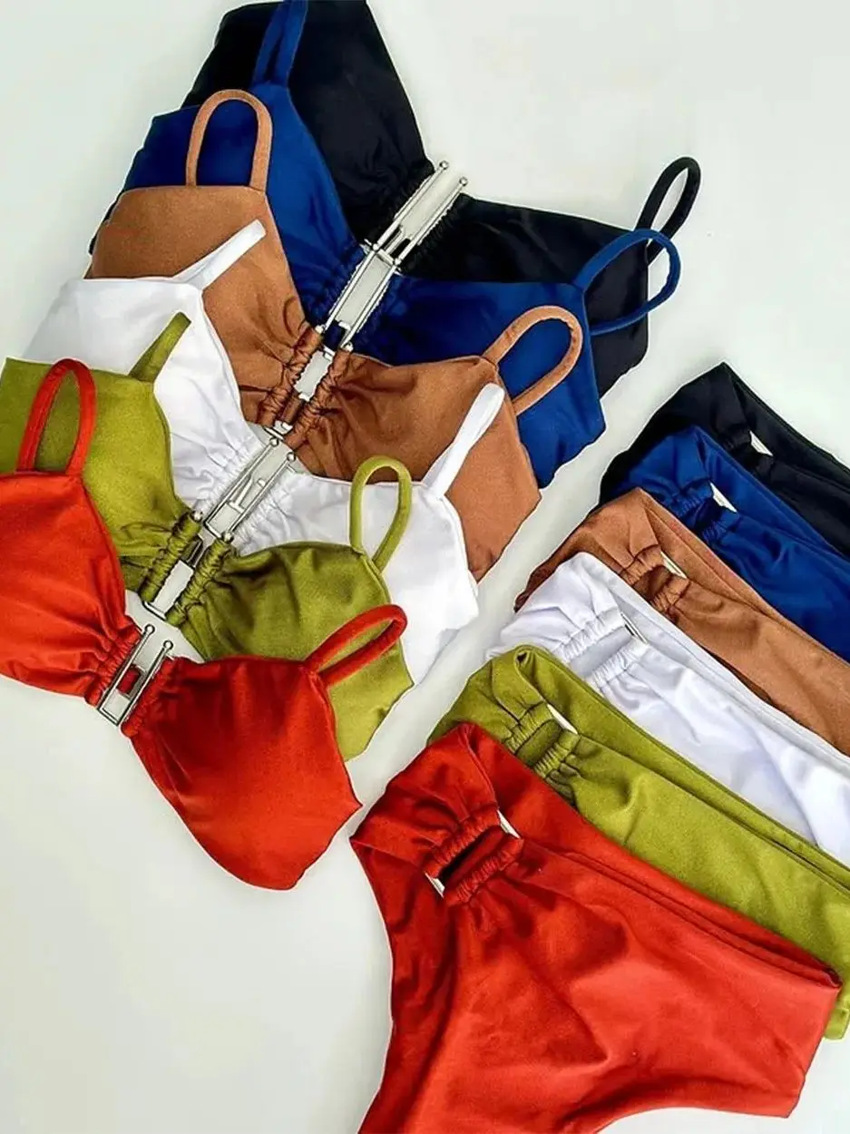 Bandeau Bikini Push Up Femmes Maillots De Bain 2024 Sexy Maillot De Bain Pour Femme Brésilien Ensemble Bikini String Biquini Maillots De Bain Solide Maillots De Bain