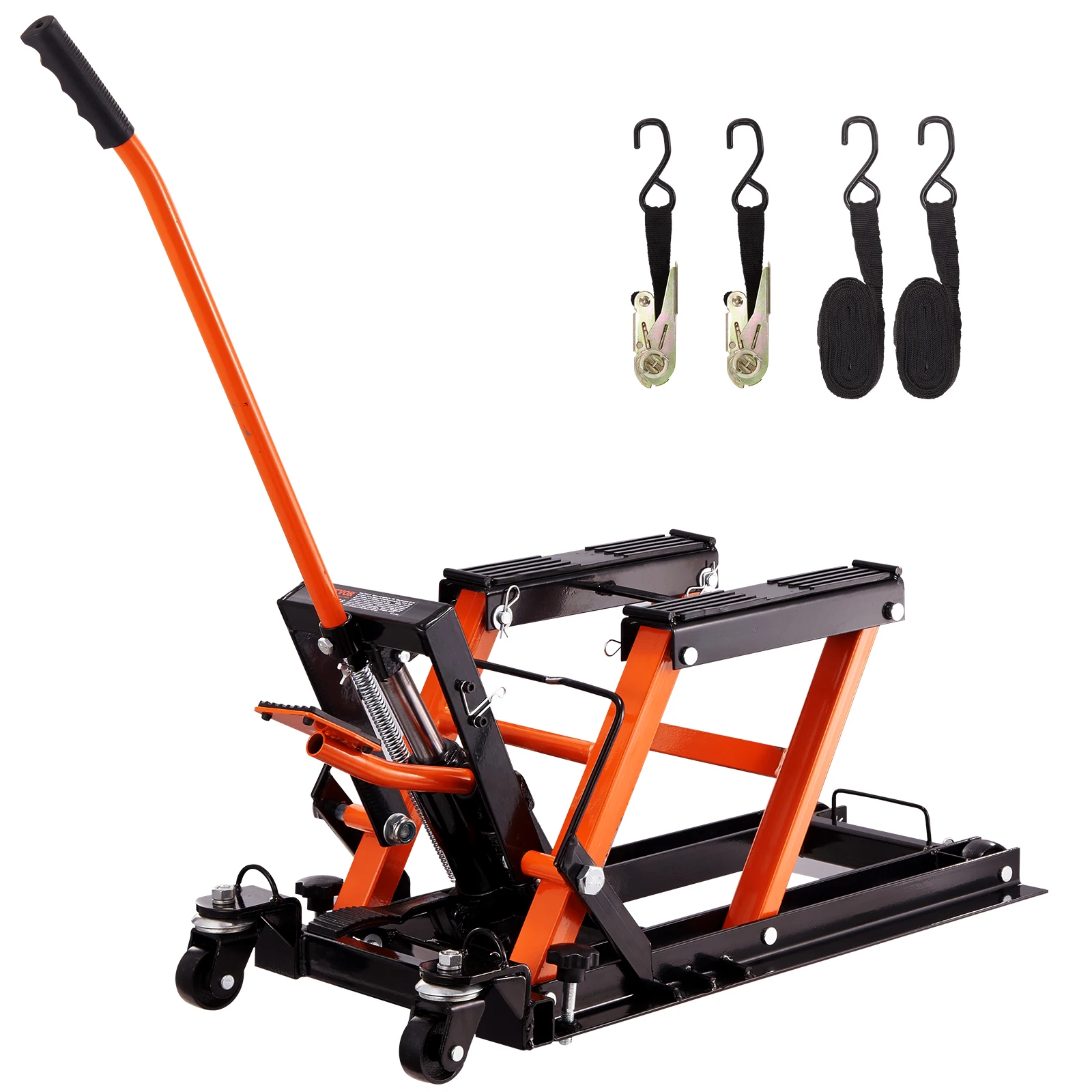 SucceBuy1500 LBS Steel Hydraulic Motorcycle Jack Stand ATV Scissor Lift Jack Scissor Lift Jack Stand with 4 Wheels for ATVs UTVs