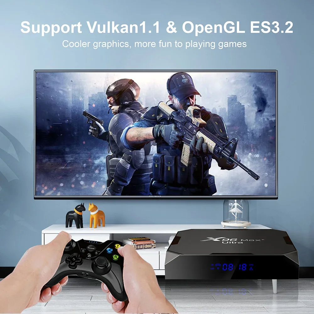 X96 MAX Plus Ultra 8K TV Box Android 11 Amlogic S905X4 Quad Core 4GB 64GB AV1 reproductor multimedia Dual Wifi BT HDR 10 decodificador rápido