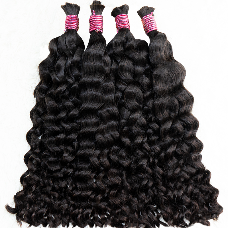 Indian Raw Vietnamese Lucking Human Hair Bundles For Braiding Unprocessed No Weft Full Ends Thicker Human Hair Bulk Extensions