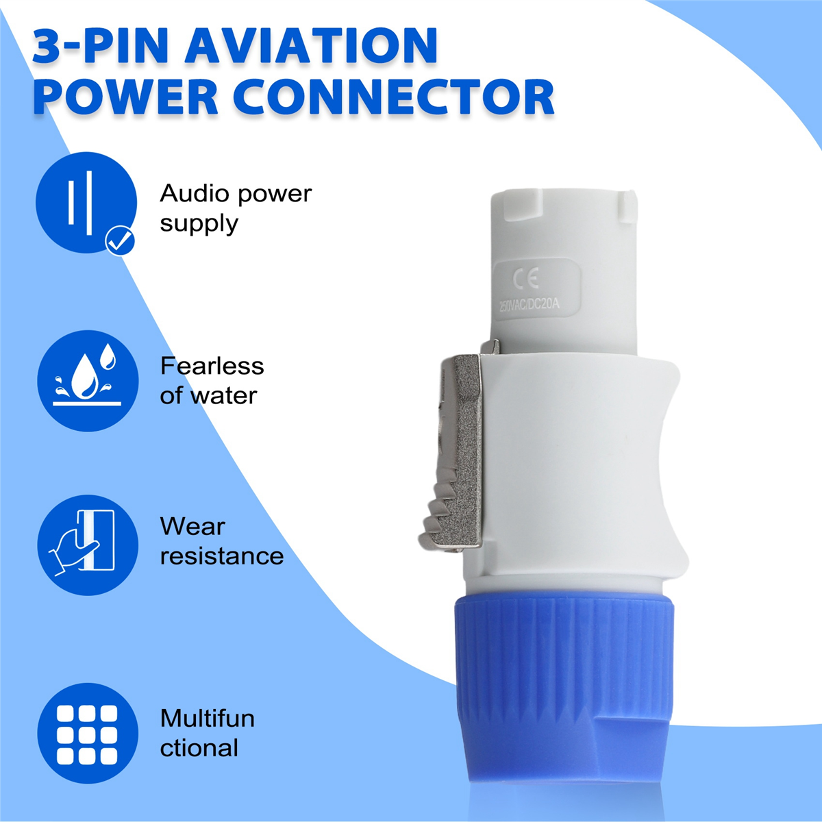 BABQ 10Pcs 3 PIN Male Powercon Connector Signal Input Jack for Beam Light Stage Light Power Output