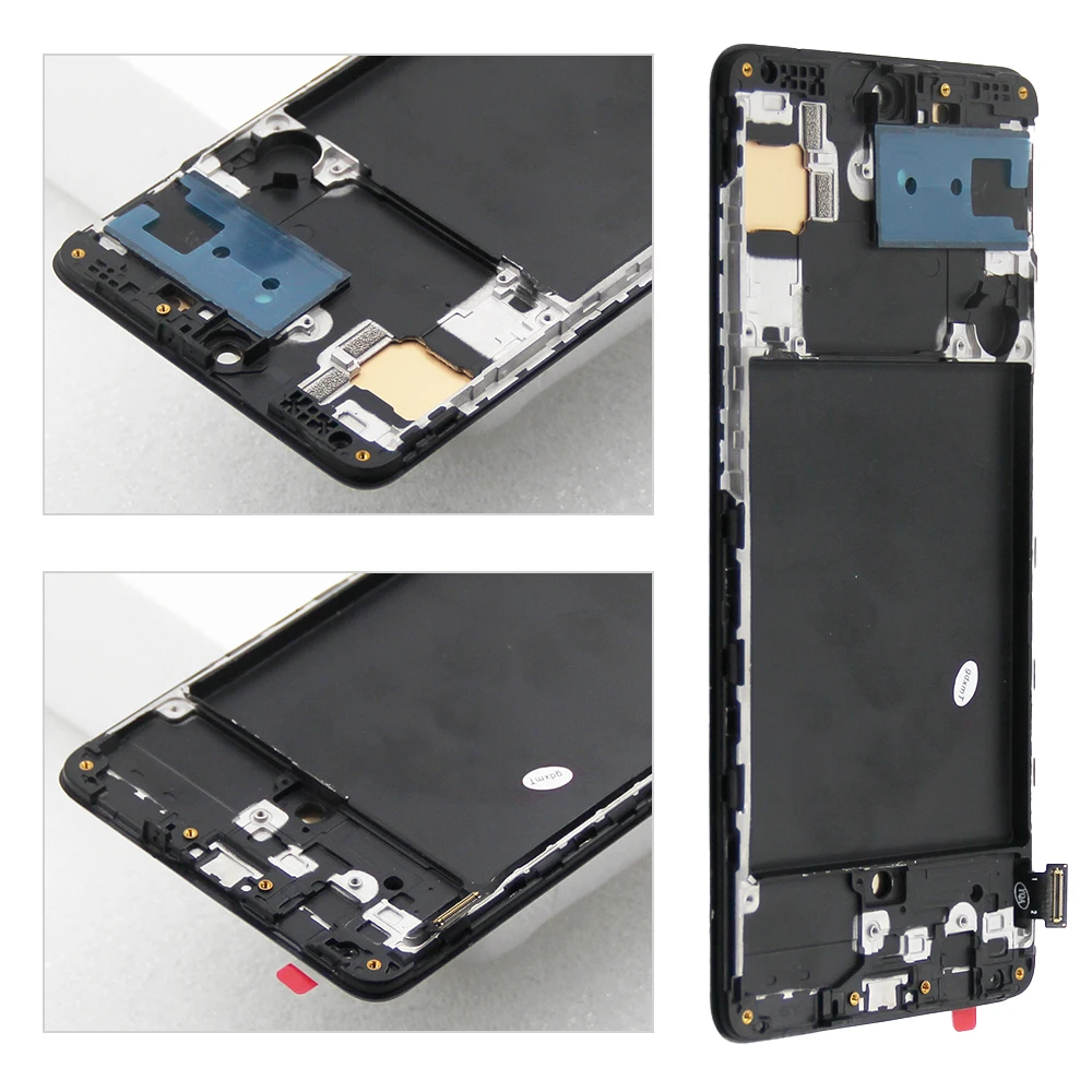 AMOLED For Samsung A71 Display Replacement with Frame, For Samsung A715 A715F A715FD LCD Display Touch Screen Digitizer Assembly