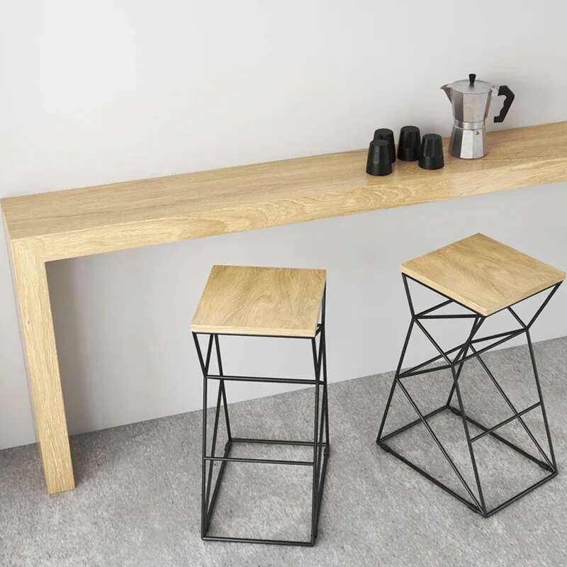 Nordic Loft Bar Chairs Industrial Bar Stool Iron Wrought Simple Modern Creative Restaurant Bar stool High Stool Solid Wood