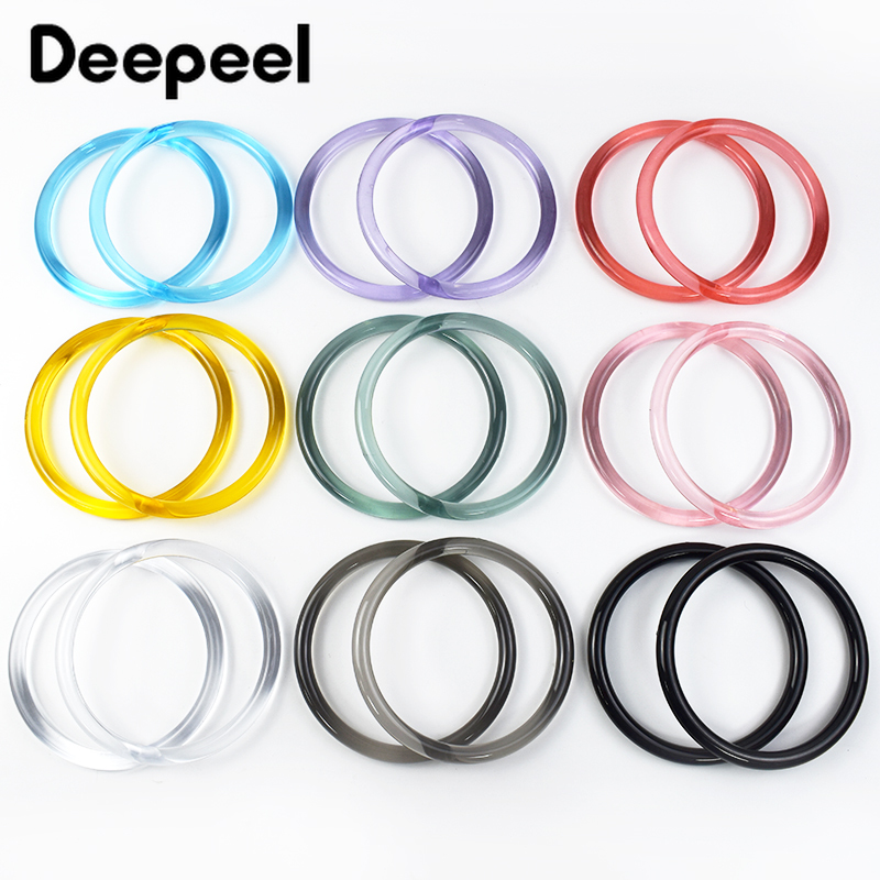 Deepeel-mango Circular acrílico de 10cm para bolsa, asas decorativas de plástico transparente, anillo de resina, piezas de equipaje DIY, 2/4 Uds.