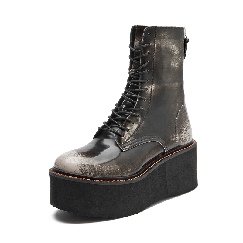 AIYUQI Women Ankle Boots Genuine Leather 2025 New Platform High Heel Short Boots Female Non-slip Large Size Women Winte Boots