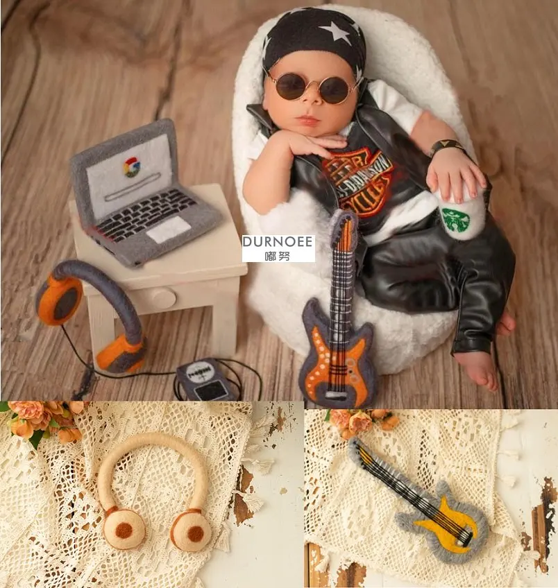 ทารกแรกเกิดการถ่ายภาพ Props ขนสัตว์ Felt ตุ๊กตามินิโทรศัพท์ทําด้วยมือ DIY Felting ชุดอุปกรณ์เสริมเด็กถ่ายภาพตุ๊กตา