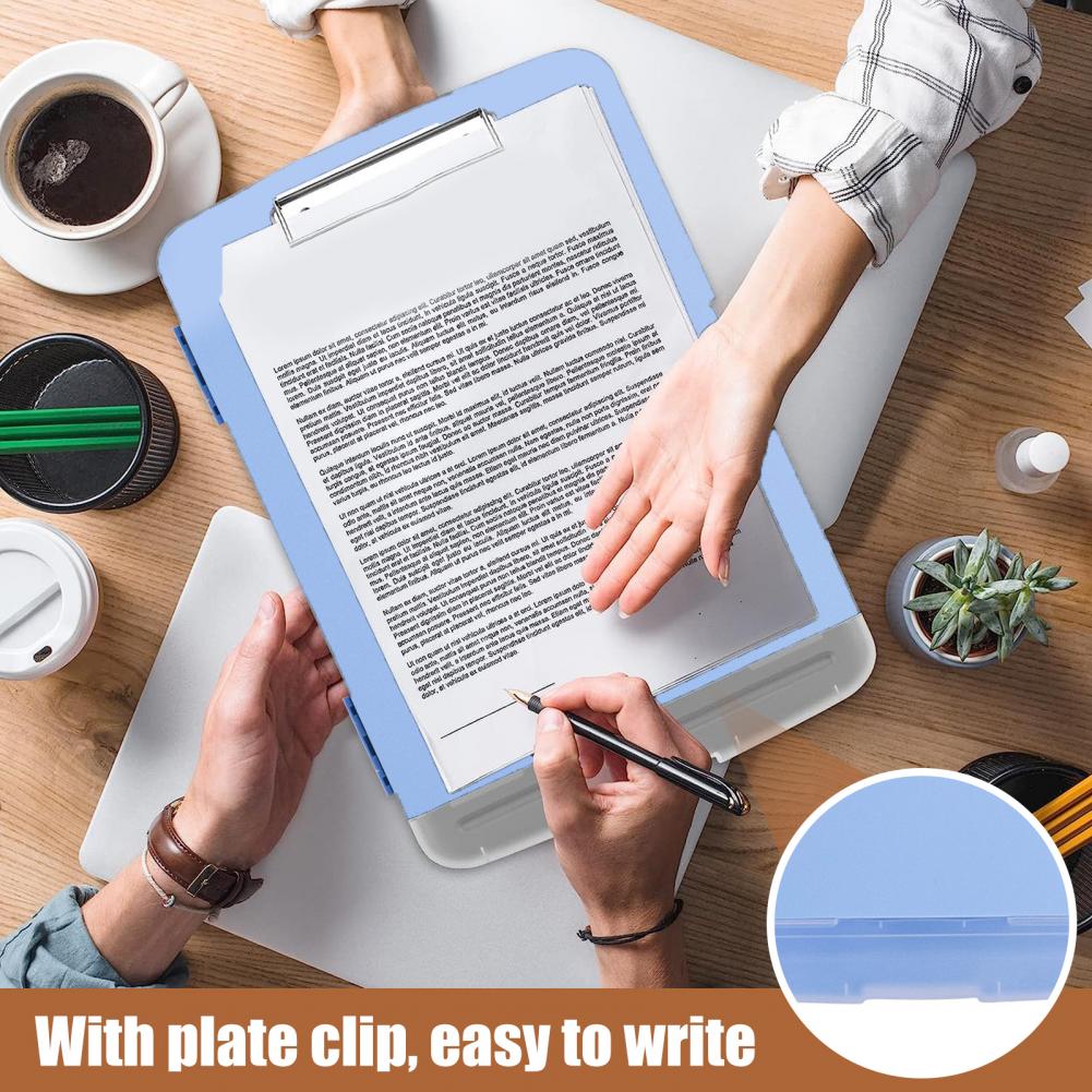 Prancheta resistente com armazenamento e suporte para caneta, caixa preta fechada para enfermeiras, drivers, empreiteiros, professores, casa