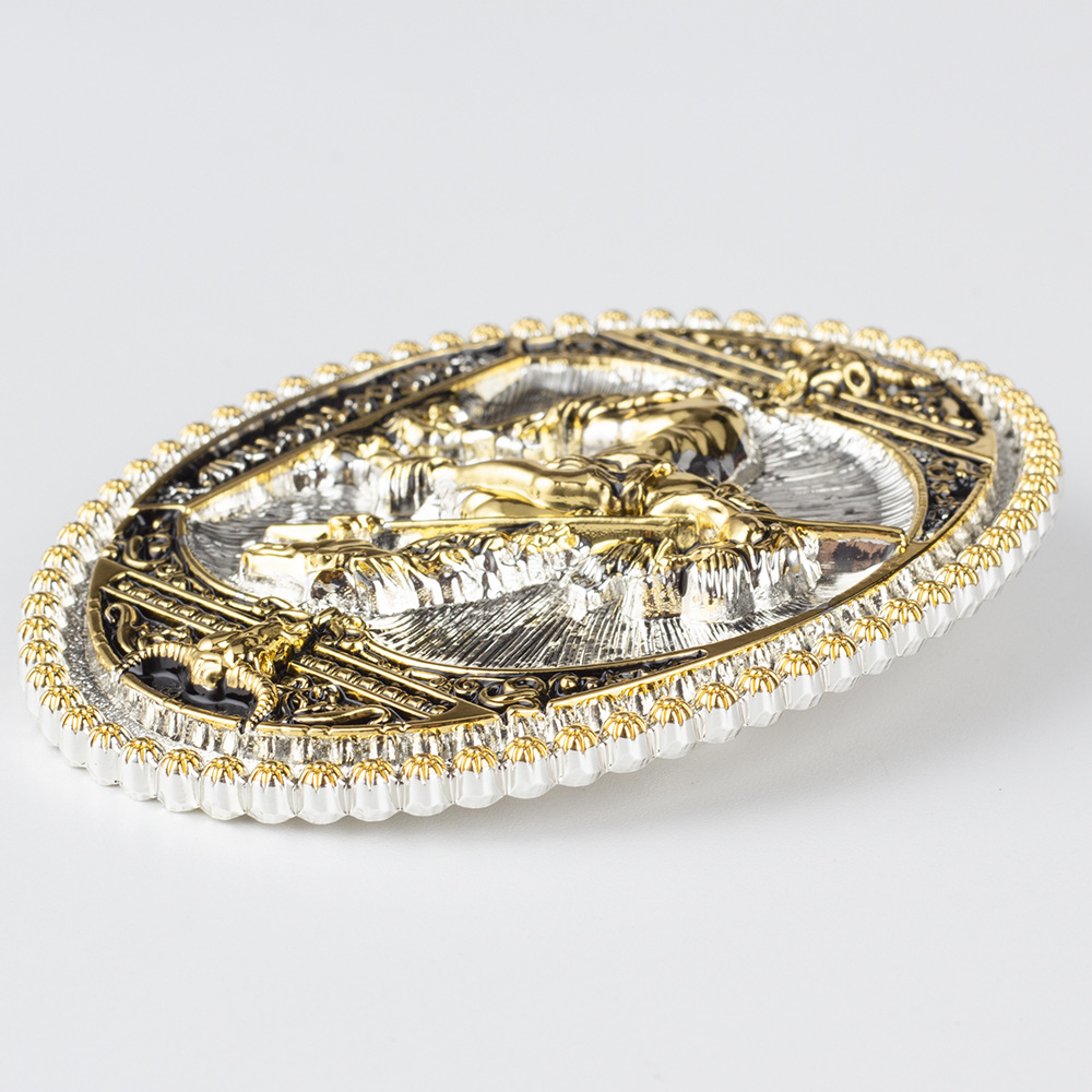 Fivela de cinto Lone Knight Golden Silver Bullfighter para 3,8 cm