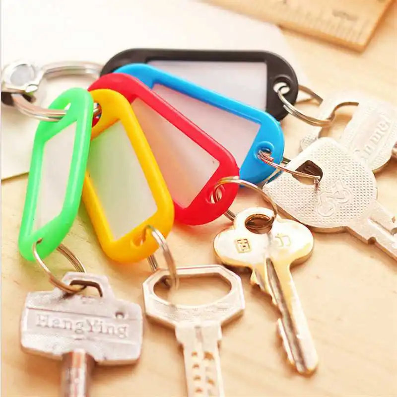 10-50 Cái/lốc Nhựa Cường Lực Chìa Khóa Các Thẻ Có Chia Vòng Nhãn Cửa Sổ Cho DIY Móc Khóa Bộ Đánh Số Tên hành Lý Thẻ Hành Lý