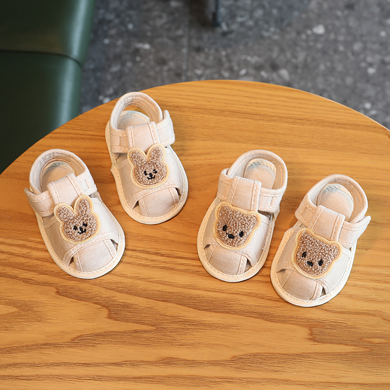 Сандалии для новорожденных 0-18 месяцев, летняя обувь с мультяшным рисунком, обувь для первых шагов, повседневные босоножки с мягкой подошвой