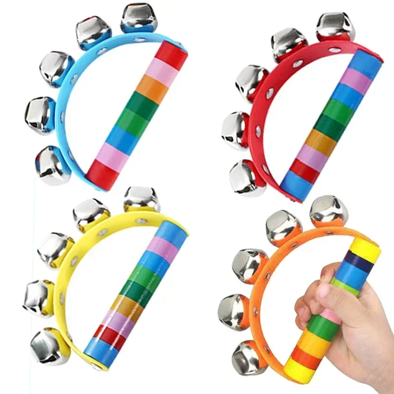 NUOVO giocattolo musicale a percussione semicircolare con campana colorata arcobaleno tenuto in mano per regalo di gioco per feste in famiglia KTV per adulti