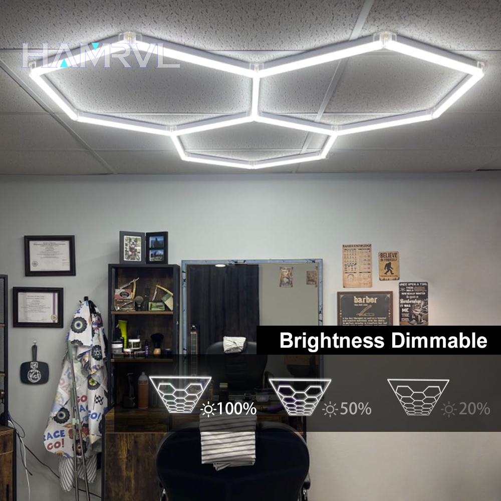 調光可能な LED 六角理髪店ヘアサロンガレージシーリングライトハニカムチューブアクセサリー 4S 車の修理ディテール照明ジム