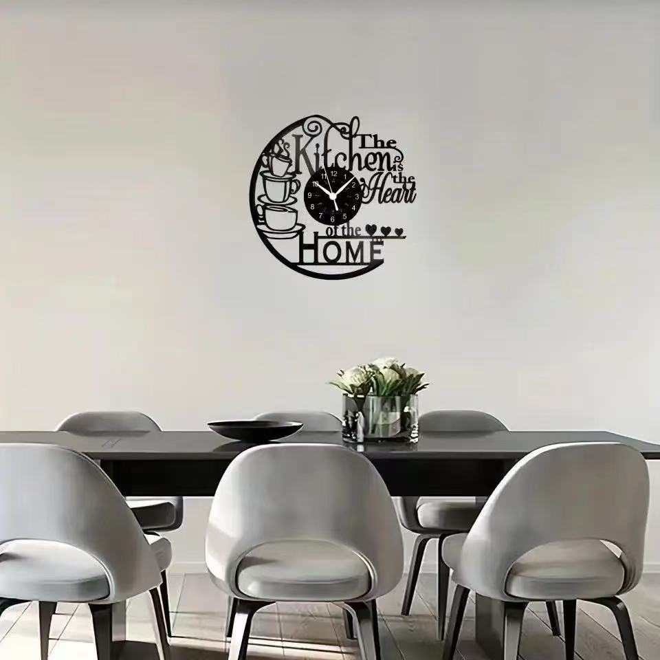 ห้องครัวตกแต่งบ้าน Vinyl Record Wall Clock ออกแบบโมเดิร์นร้านกาแฟตกแต่งห้องครัว Retro Art Silent Wall นาฬิกา