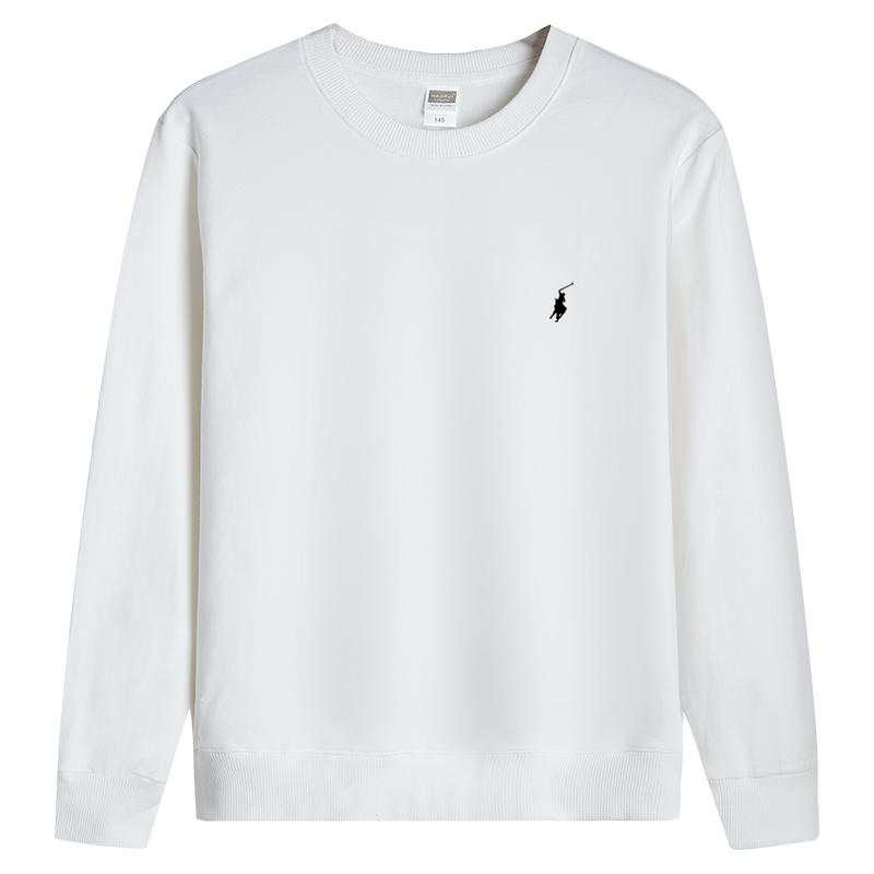 RL embroidered sportswear cotton men's spring and autumn thin style long sleeved men's round neck pullover top men's clothing