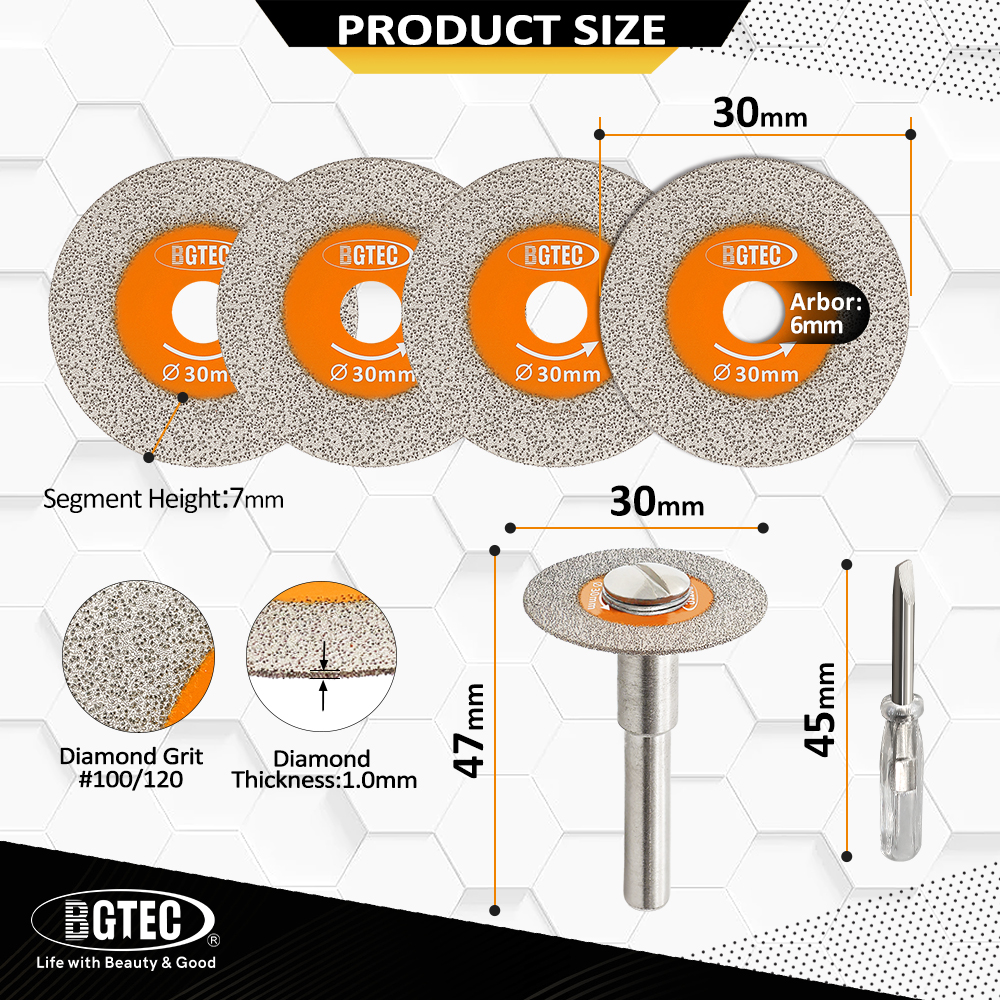 BGTEC 30/40/50 мм мини-пильное полотно для стекла со съемным хвостовиком 6 мм, ультратонкий отрезной диск, нефритовый кристалл, бутылка вина, плитка, режущая пластина