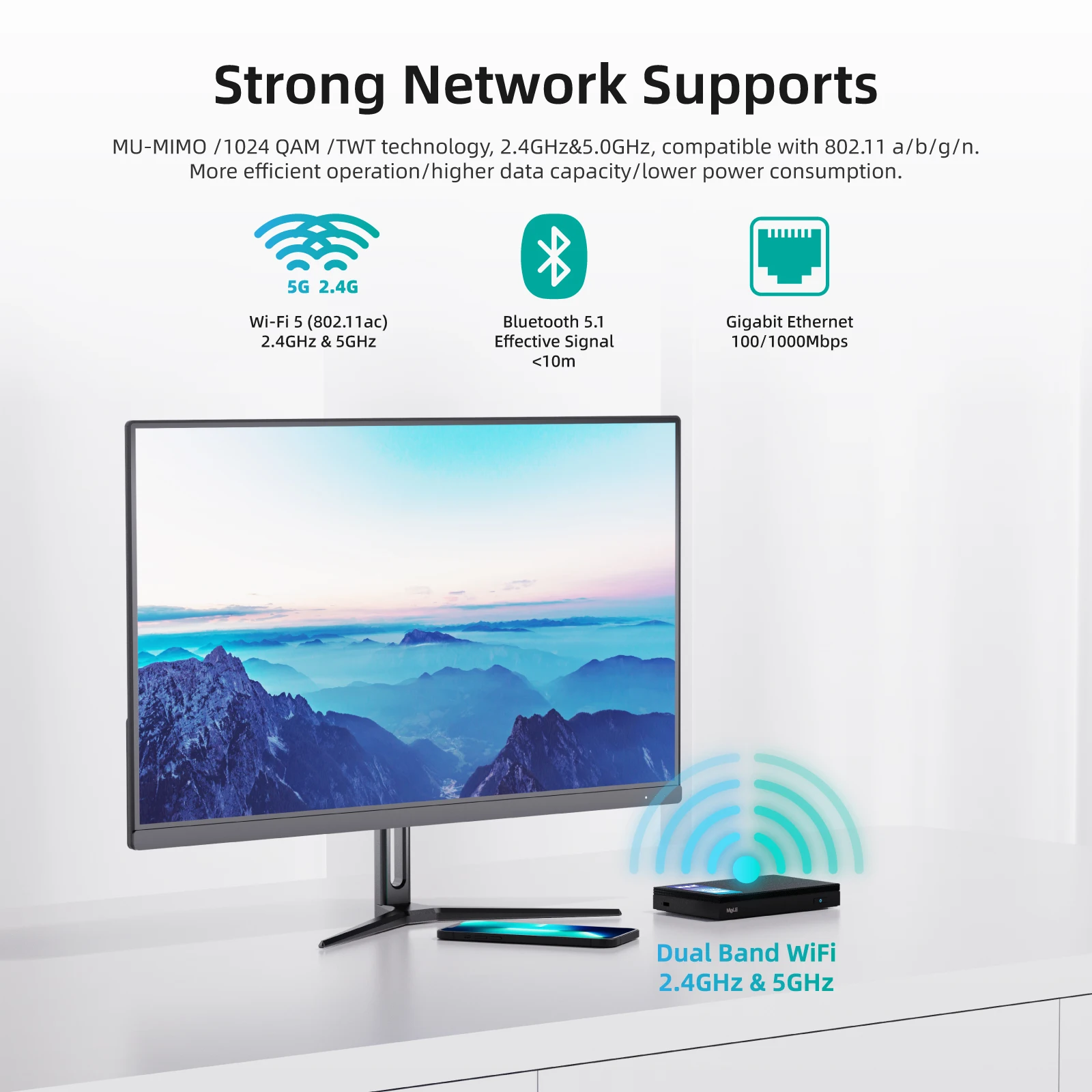 Mele mini pc windows 11 pro quieter3q n5105 lpddr4 8gb rom 128gb m.2 ssd (bis zu 2,90 ghz) dual hdmi2 4k 60hz bt 5.1 wi-fi 5 usb 3.0