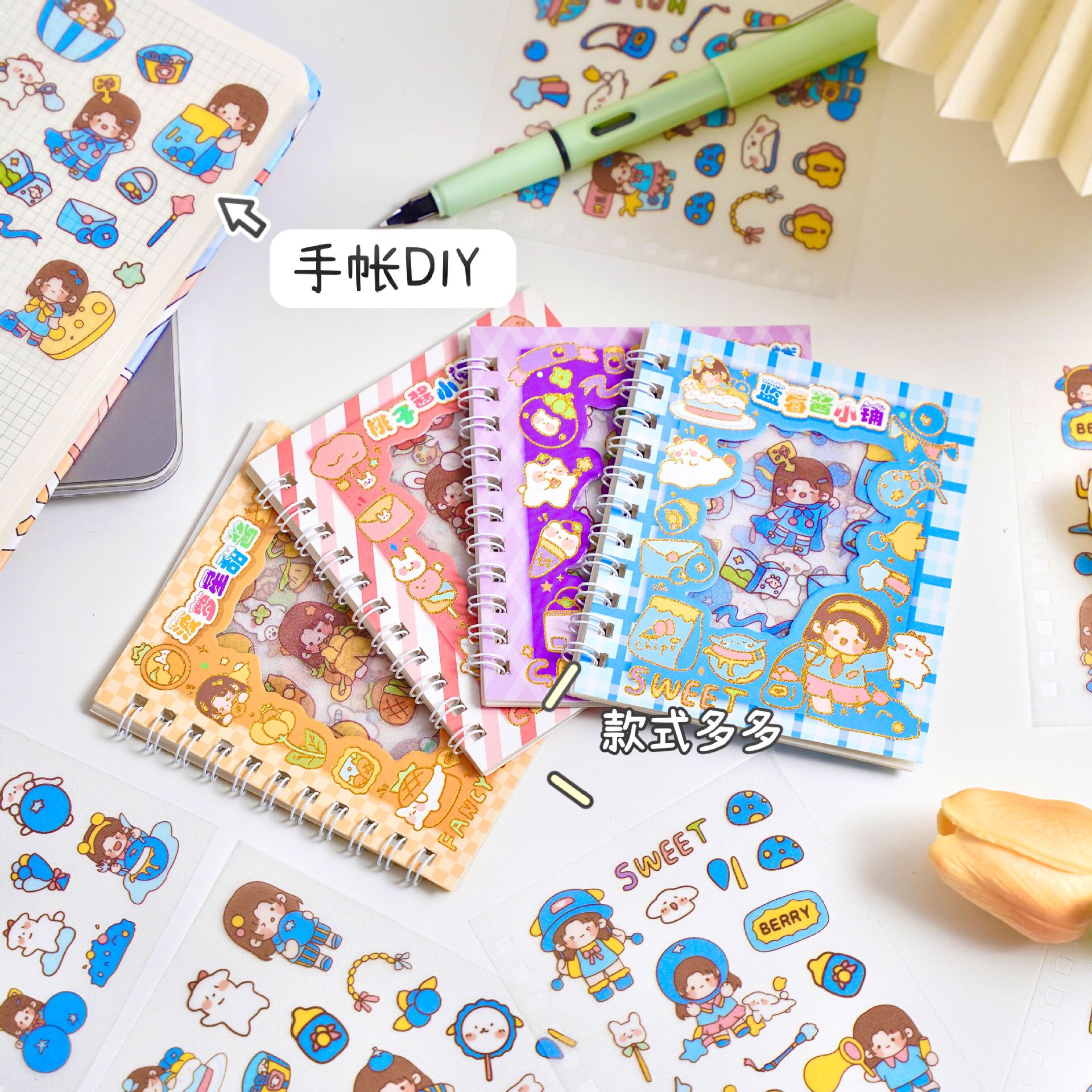 Frosted คู่มือสติกเกอร์การ์ตูน DIY วัสดุตกแต่งน่ารักกันน้ําสมุดบันทึกสติกเกอร์หนังสืออุปกรณ์โรงเรียน