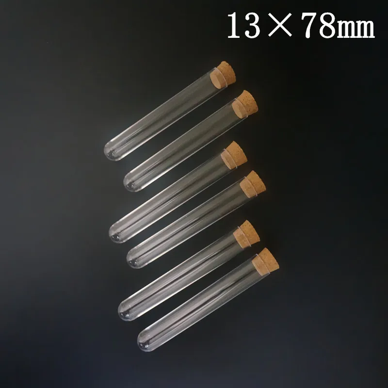 Provette in plastica da 100 pezzi con tappi di sughero, diametro da 12 mm a 25 mm, bottiglia trasparente per caramelle per feste con fondo rotondo, fiala regalo di nozze
