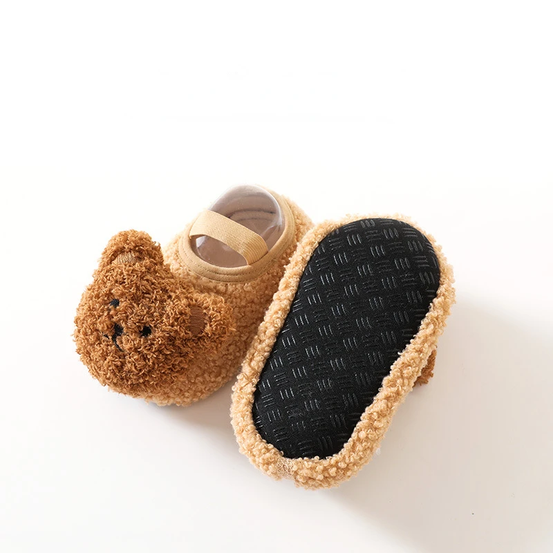 การ์ตูนหมีถุงเท้าเด็กฤดูหนาว WARM เด็กวัยหัดเดินเดินรองเท้าเด็ก Soft Sole First Walkers Anti-SLIP ทารกแรกเกิดรองเท้าเปล