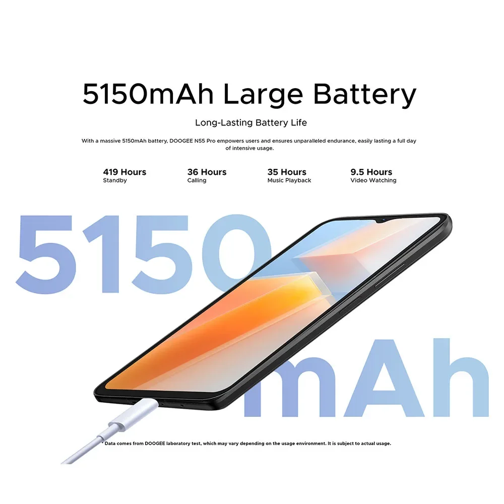 Doogee-smartfon N55 Pro, 6,56 cala, 90 Hz, IPS, 6 GB pamięci RAM, 256 Go, akumulator 5150 mAh, Android 14, odblokowanie rerecognition