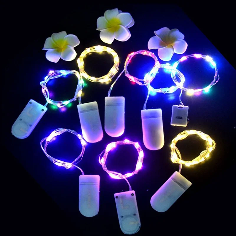 Ngày Lễ Dây Đèn 1/2/3/5 Mét Đèn LED Sáng Tạo 8 Màu Nút Pin Hộp Đồng Đèn Series mini Nhỏ Trang Trí