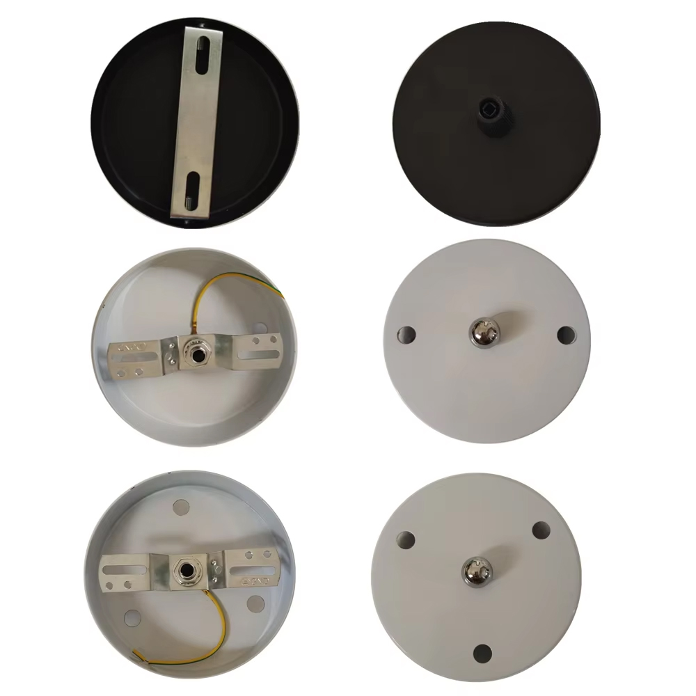 10/12/15/20/25cm Black White Silver Gold Brass Ceiling Plate Wall Sconce LED Base Vintage Pendant Lamp Disc Base Ceiling Canopy