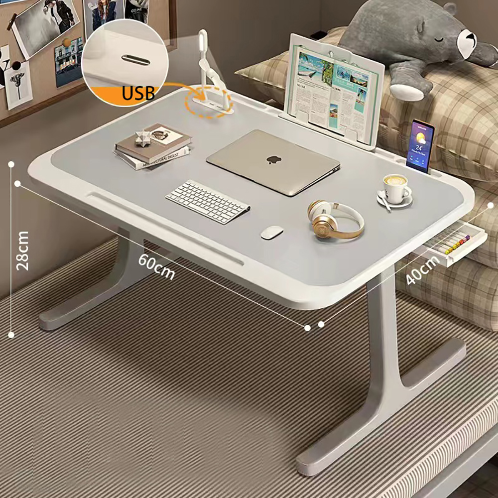 Mesa para laptop para cama, mesa de colo, bandeja de café da manhã com gaveta para jogos de trabalho
