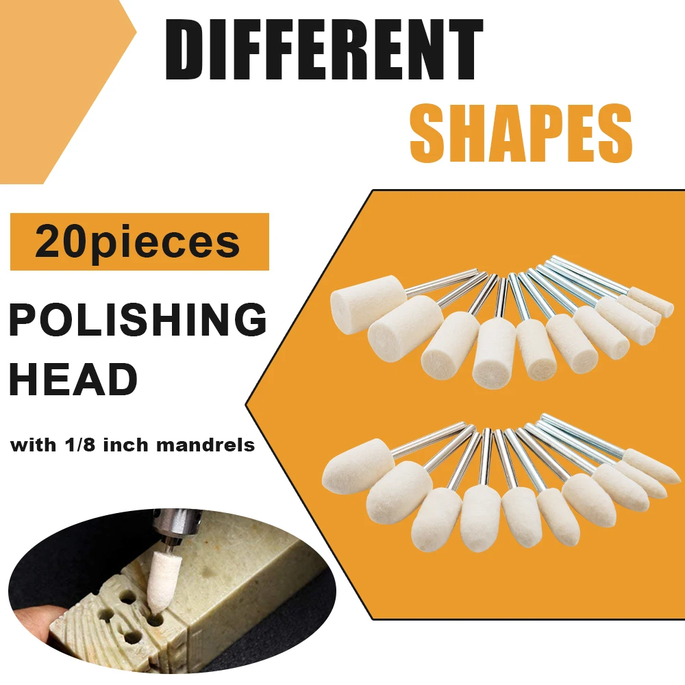 80 rodas de polimento de lã dos pces para dremel, kit de almofadas de polimento de feltro da haste de 1/8 ", jóias/polimento de metal & acessórios da ferramenta rotativa