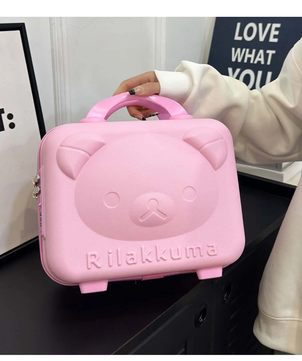 Bota Urso Maquiagem Case com Bolsa de Transporte, Mini Mala, Caixa de Código Portátil, Armazenamento Doméstico, Laptop Toolbox, Desenhos Animados, 14"