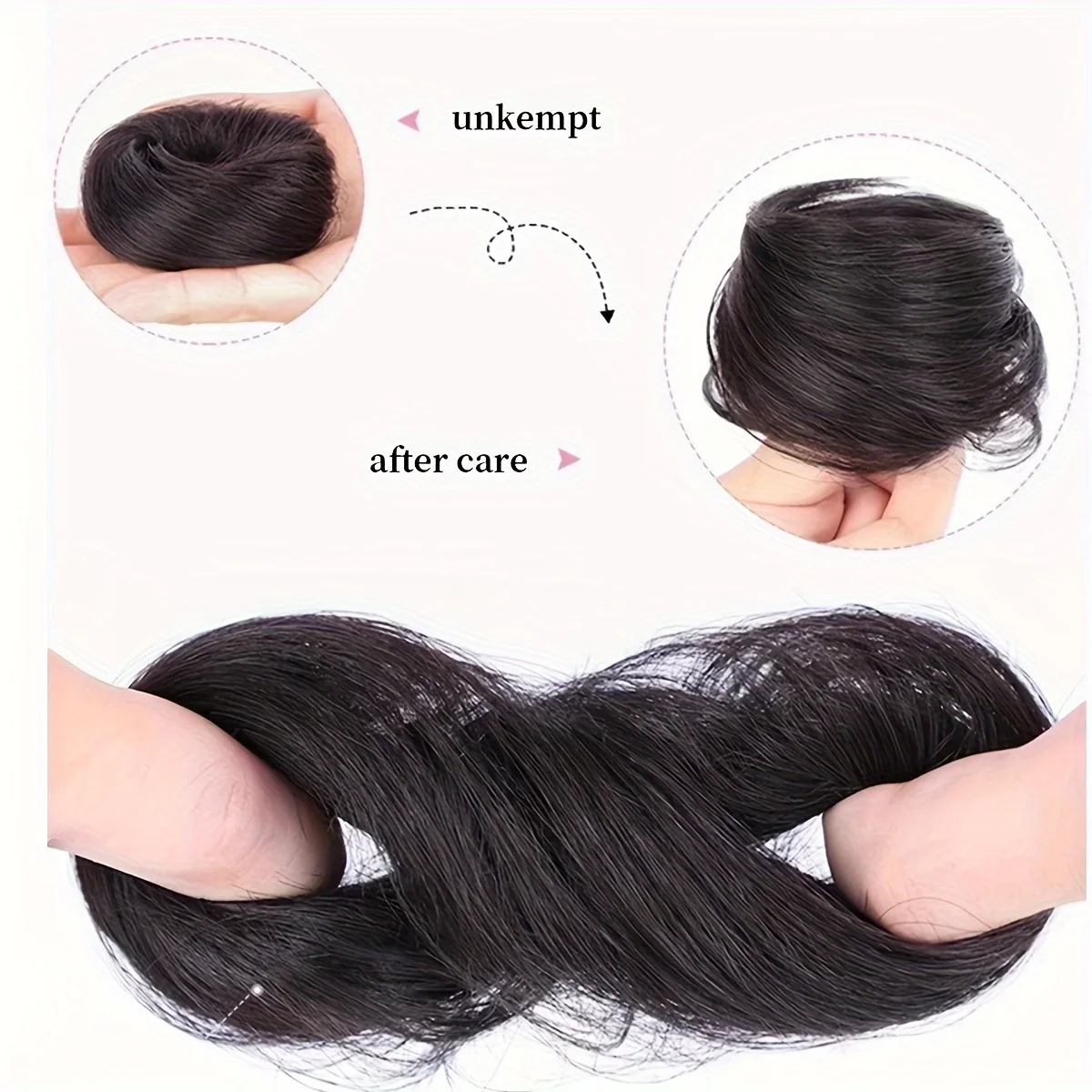 Coque sintético elástico de borracha, coque de cabelo falso com clipe na extensão da cauda do cabelo updo peça de cabelo rabo de cavalo para mulheres natal