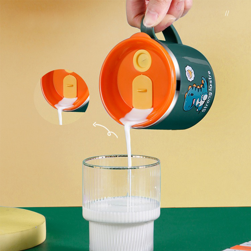 250ml Kinder trinken Fütterung stroh Baby Tasse mit Deckel & Stroh und Anti-Drop 8,5 Edelstahl Milch becher Cartoon Einhand griff