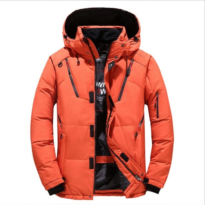 メンズホワイトダックグースフェザー、スノージャケット、ウインドブレーカー、厚手、暖かい、-20度冬服