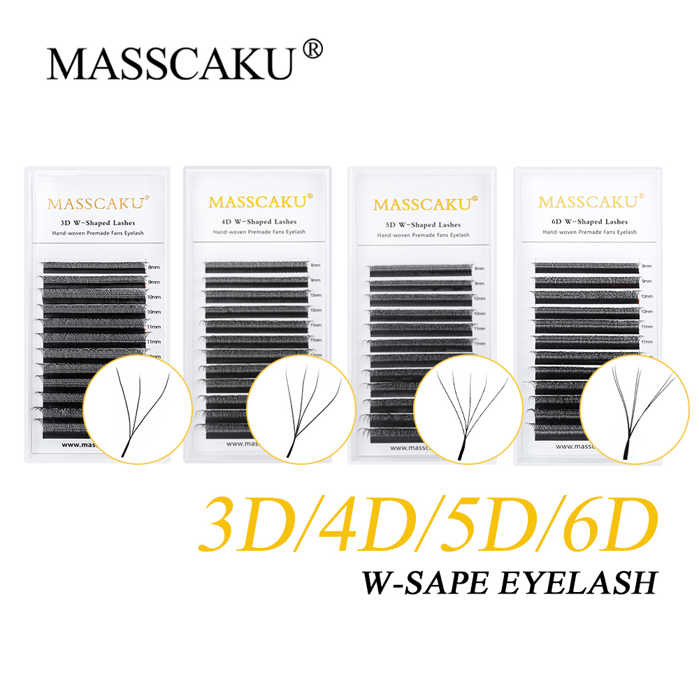 MASSCAKU 3D 6D 8D W pestañas en forma Global al por mayor grupos de pestañas fácil volumen de ventilador pestañas postizas tenues proveedor de cilios densos Premium