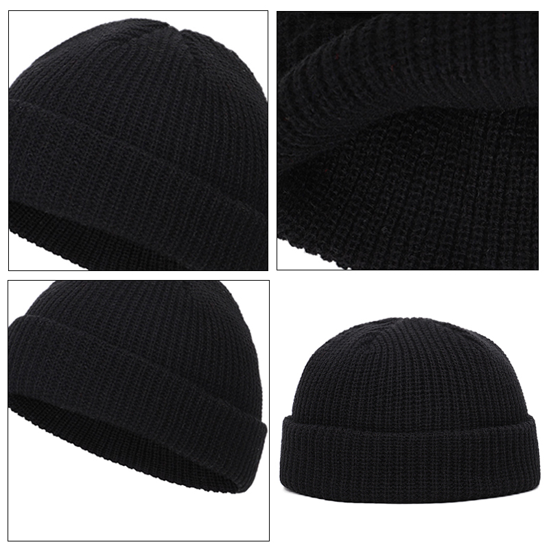 Gorro de punto sin ala para hombre y mujer, gorro cálido de Color sólido, estilo Hip Hop, Unisex, para invierno y otoño