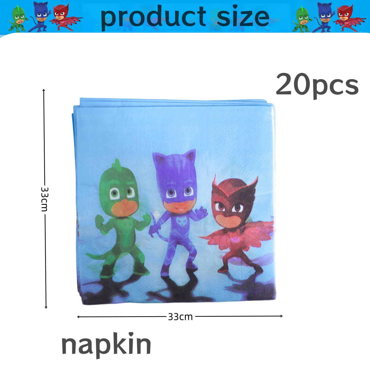 PJ Masks 誕生日パーティー用の使い捨て装飾マスク,テーブルクロスプレート,ギフトバッグ,バヤ,ベビーシャワー用品