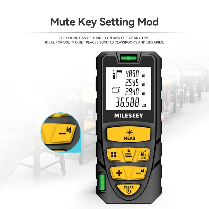 MILESEEY Laser Tape measure S2 40M 60M 80M 100M 120M Laser Rangefinder,Laser Measuring Tool with Multi Measurement Function