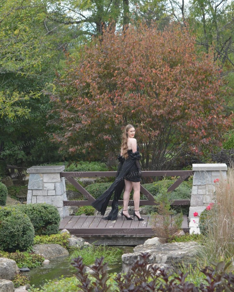 Serendipidty-女性のためのストラップレスミニパーティードレス,黒のスパンコール,ビーズのスパンコール,黒のボディコン,女性の服,これまでになく美しいカクテルドレス