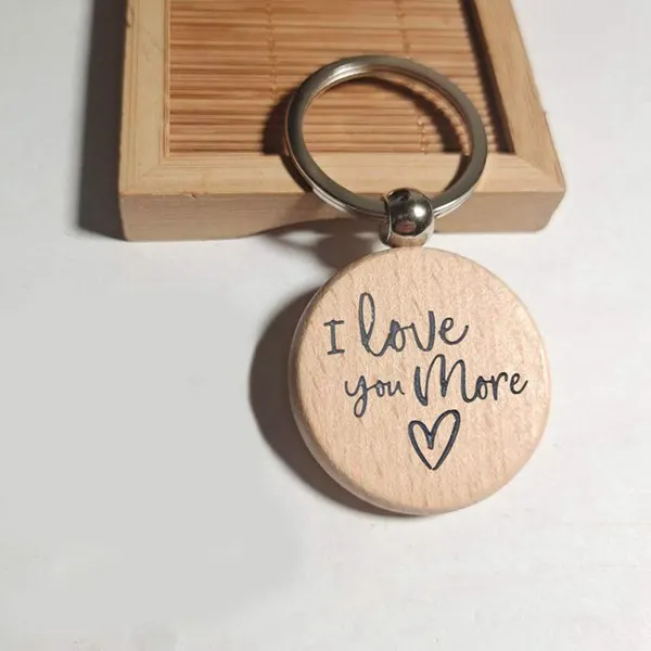 ใหม่ล่าสุด 40 ชิ้นเปล่ารอบไม้ Key Chain Diy ไม้พวงกุญแจ Key Tags สามารถแกะสลัก Diy ของขวัญ