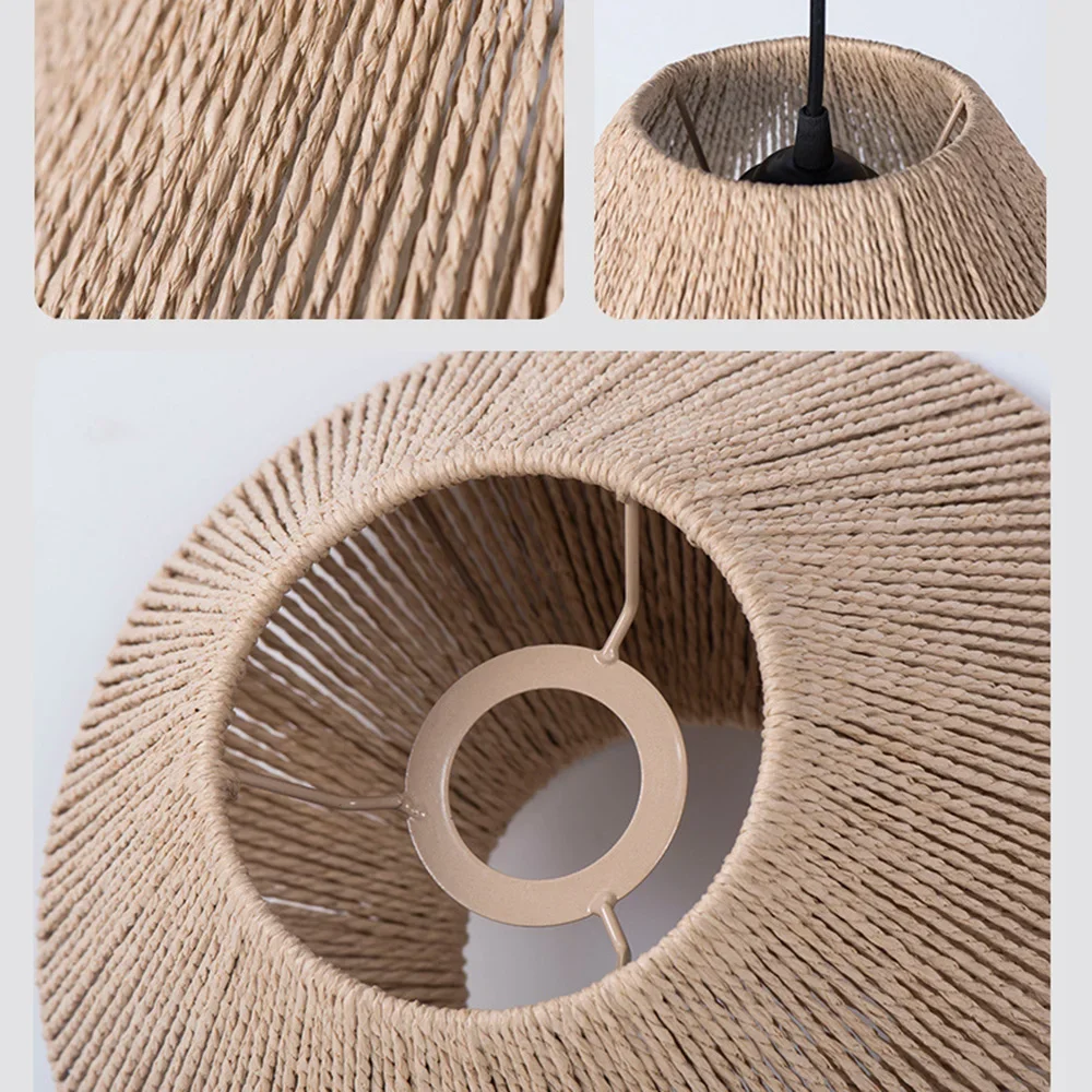 1pc lampada in rattan paralume geometrico copertura della luce lampadario appeso apparecchio intrecciato in vimini cestino decorativo in tessuto rustico