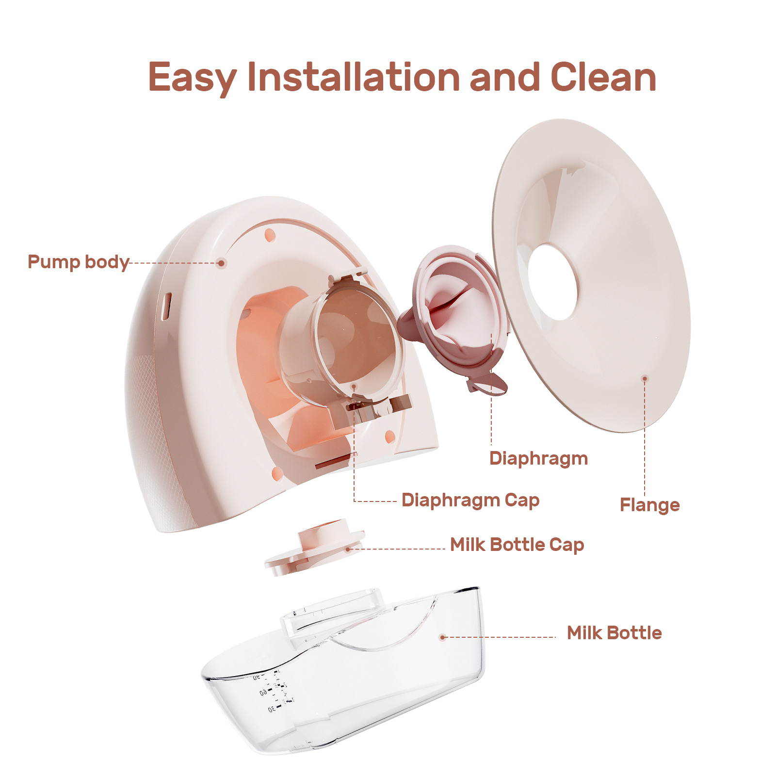 Extractor de leche portátil NCVI, extractor de leche manos libres, 3 modos y 9 niveles, batería recargable ultrasilencioso indolora, brida de 21/24 mm