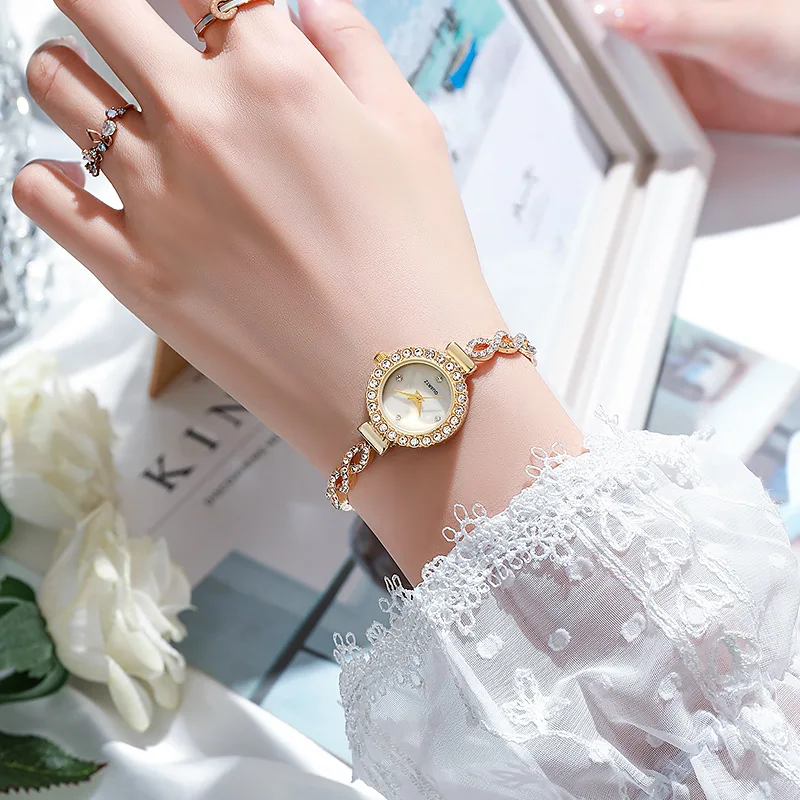 Relógio de quartzo de strass feminino, relógios femininos, relógio, moda