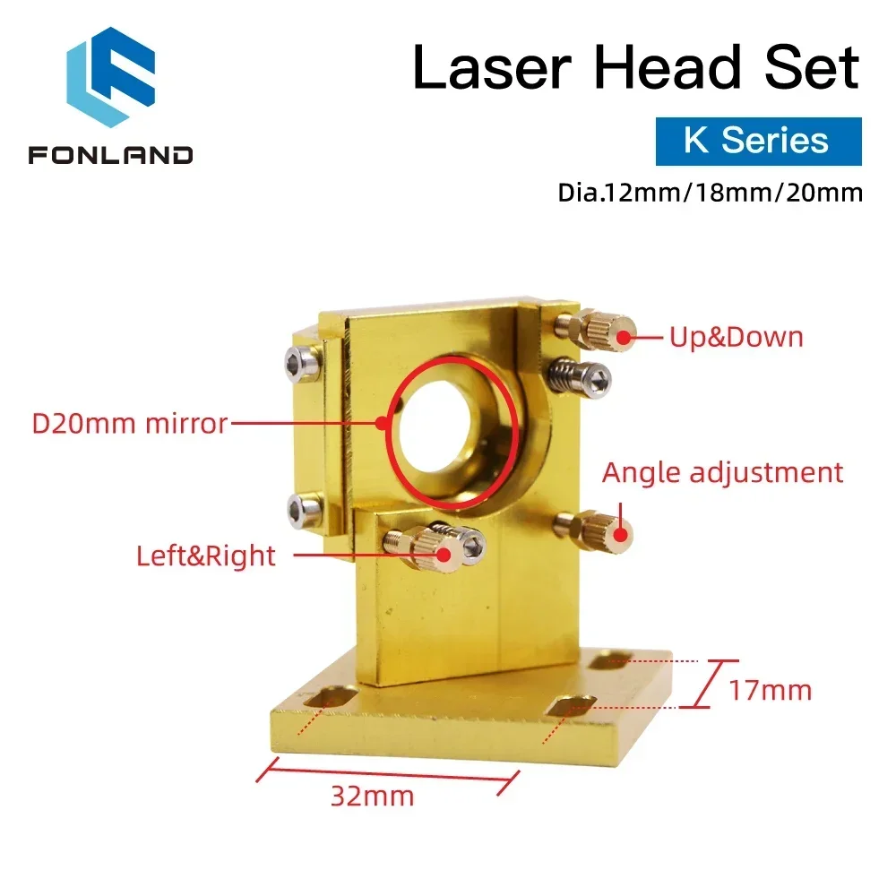 FONLAND K Series CO2 Mini Laser Head Set D12 18 20 Lens for 2030 4060 K40 Laser Engraving Cutting Machine