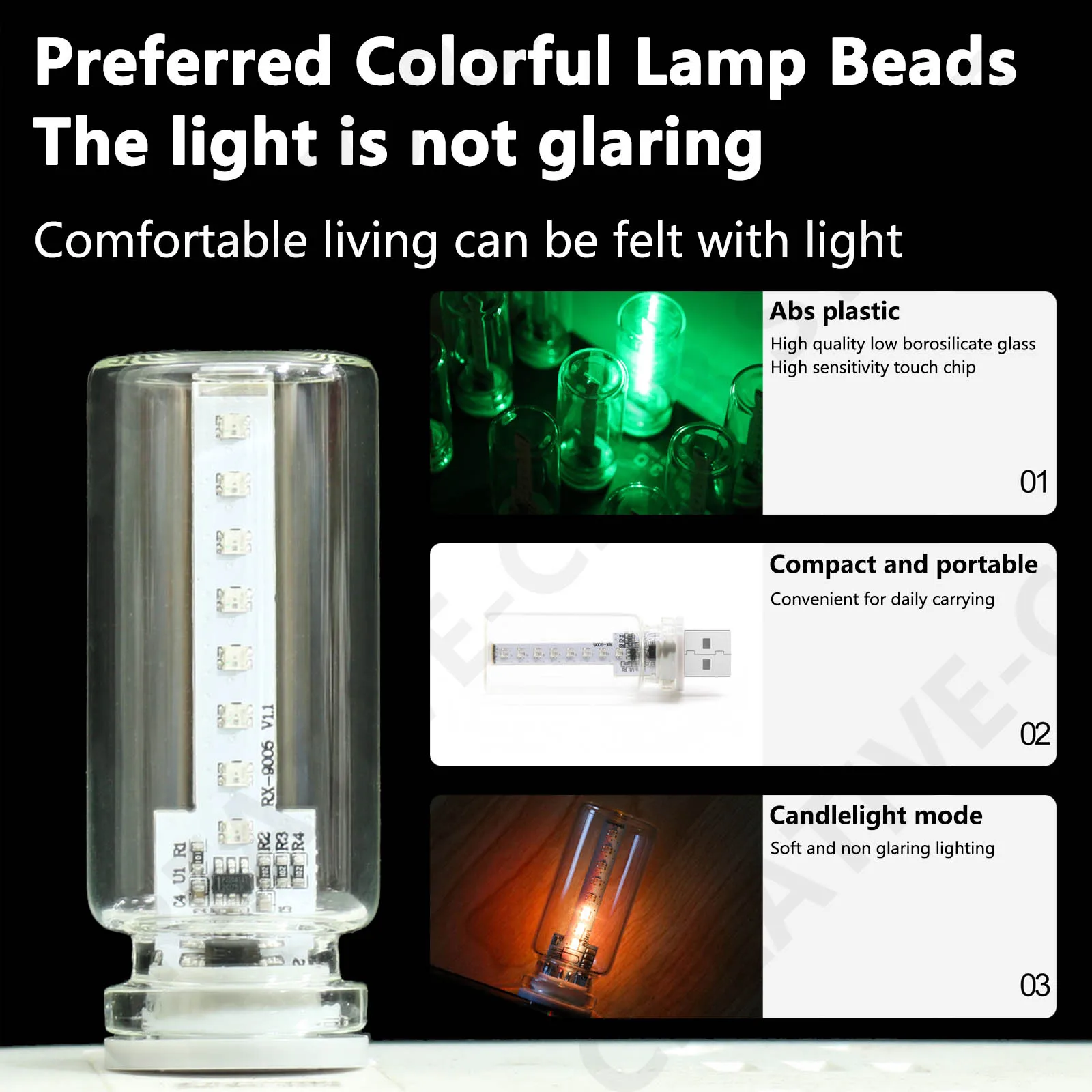 Lámpara con enchufe USB, luz nocturna activada por tacto, luz de ambiente aplicable, decoración de habitación, lámparas de noche, luz nocturna RGB, accesorios para coche